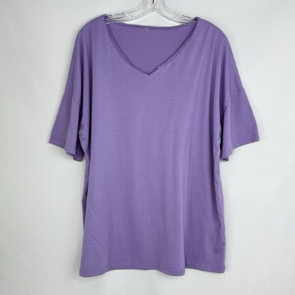 Women Blouse Size 2XL Pretty Purple Pull Over Short Sleeve! - Picture 11 of 11